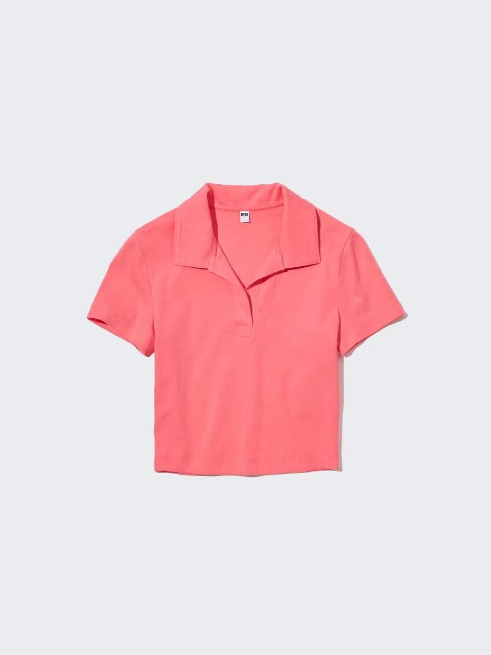 Uniqlo Coral Pink Collared Cropped Polo Top Size XS